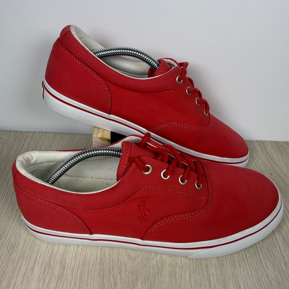 Polo Ralph Lauren Keaton Red Canvas Low Top Sneakers Womens Size 6 RF104001